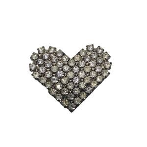 Vintage Rhinestone Heart Brooch Pin Silver Tone Pave Sparkle Love Jewelry Gift